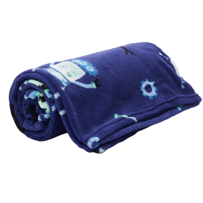 Fleece Kids' Throw Blanket Robot and Gear Print