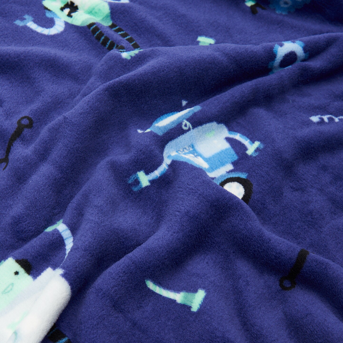 Fleece Kids' Throw Blanket Robot and Gear Print