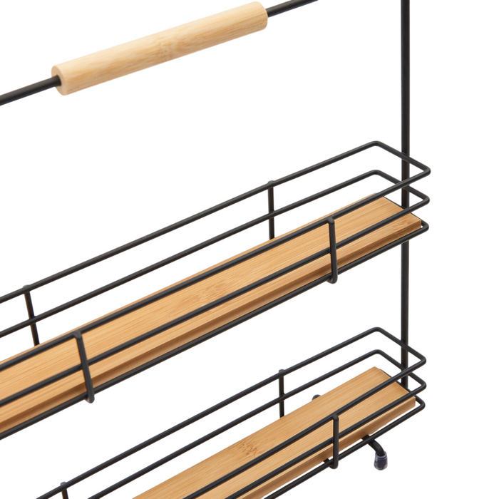 2-Tier Countertop Spice Rack Metal Wire and Wood-Base