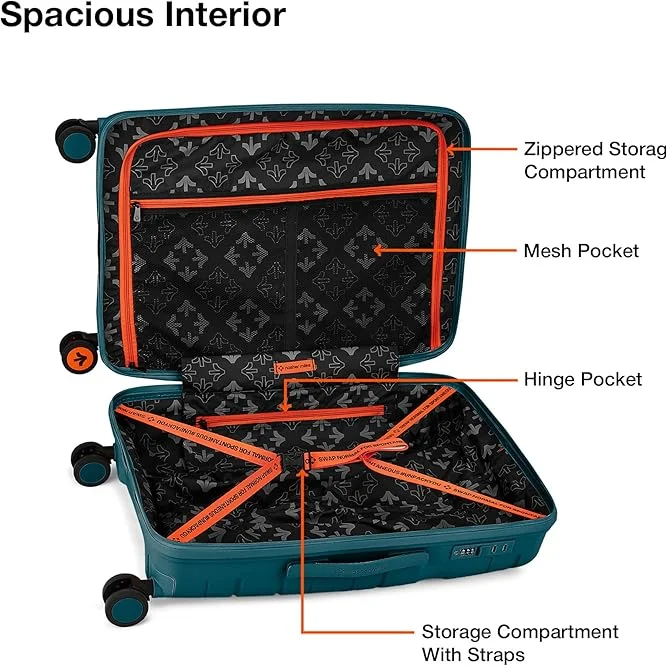 Nasher Miles Paris Hard-Sided Polypropylene Check-in Luggage Dark Green 28 Inch |75 Cm 8 Spinner Wheels Trolley Bag, Large