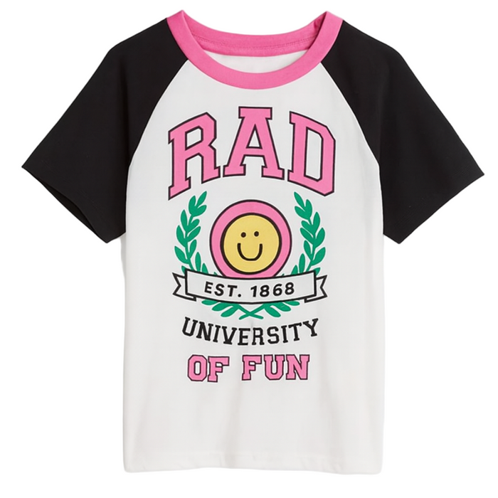 Epic Threads - Big Girls Rad Graphic T-Shirt Snowfall White Small (7-8)