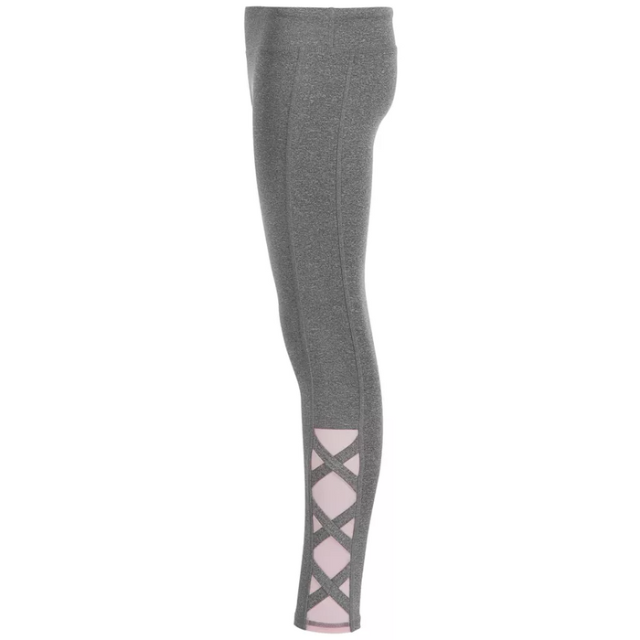 ID Ideology - Big Girls Caged-Hem Leggings Light Heather Melange Small (7-8)