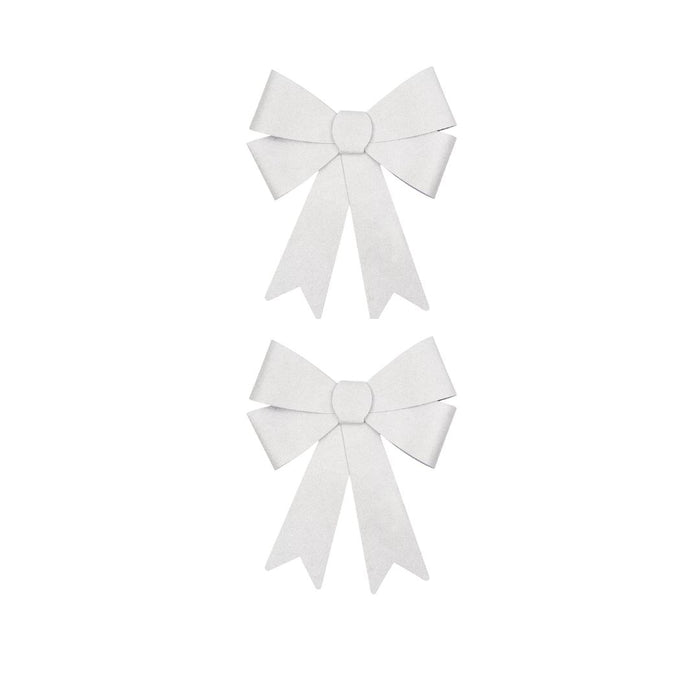 Silver Glittered Decorative Bow
