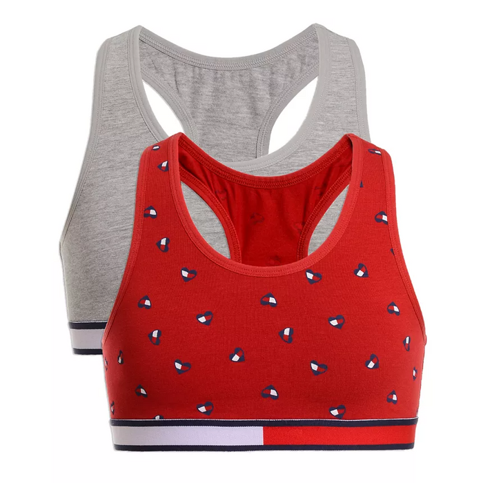Tommy Hilfiger - Little Girls 2-Pk. Crop Bra Heart Scarlet Sage