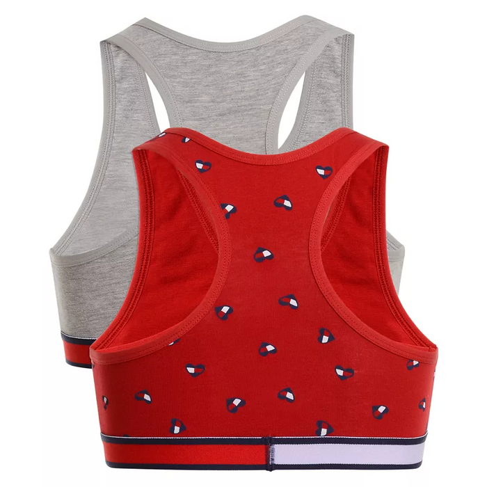 Tommy Hilfiger - Little Girls 2-Pk. Crop Bra Heart Scarlet Sage