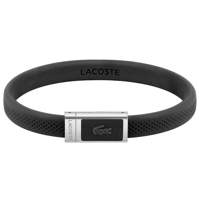 Lacoste Men's Stainless Steel Black Silicone Bracelet - 2040114