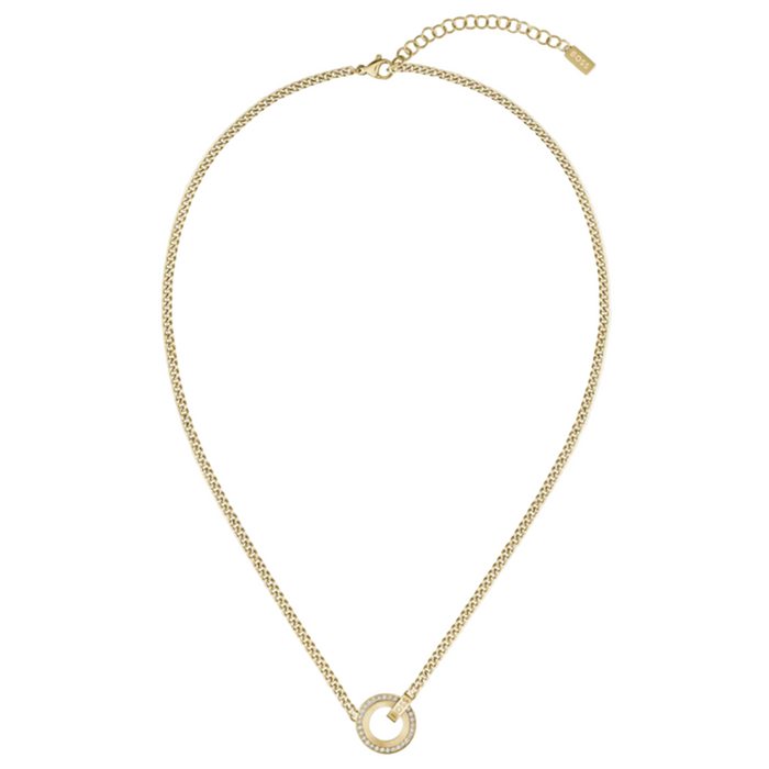 Boss Women's Ionic Plated Thin Gold Steel & Crystal Necklace - 1580537