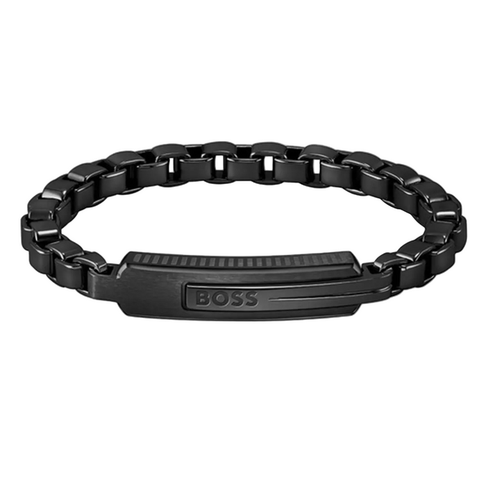 Boss Men's Ionic Plated Black Steel Bracelet - 1580358M