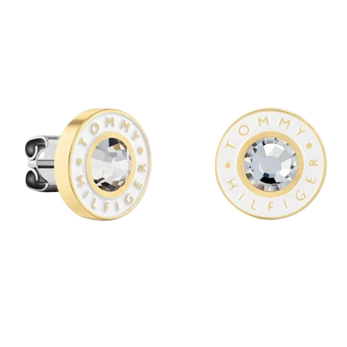 Tommy Hilfiger Women's Ionic Plated Thin Gold Steel and Crystal Earrings - 2780809