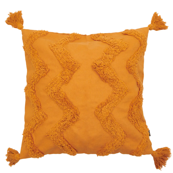 Pillowcase with Chevron Pattern and Corner Tassels Design
