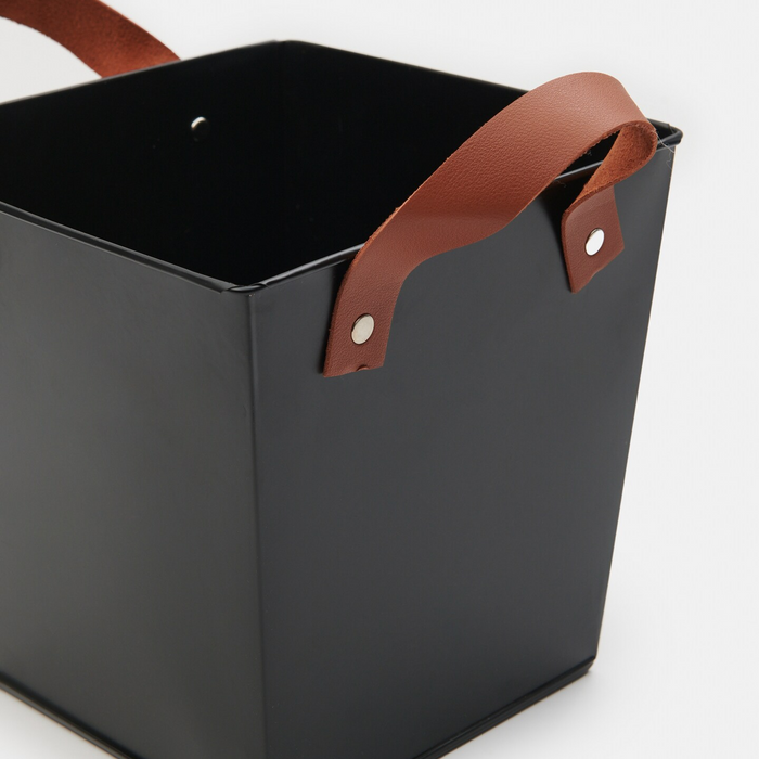 Steel Plant Pot with Leather Handle