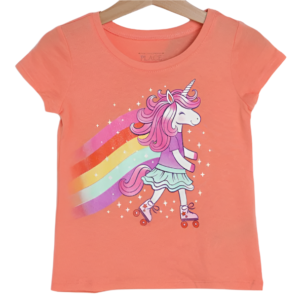 The Children's Place - Toddler Girls Short Sleeve Unicorn Rainbow T-Shirt (18M-24M)