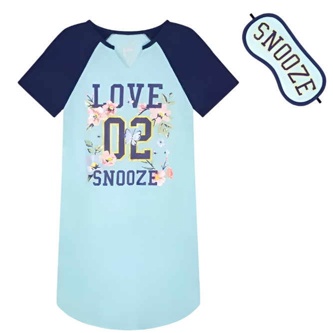 Sleep On It Big Girls - Sleep Shirt and Eye Turquoise