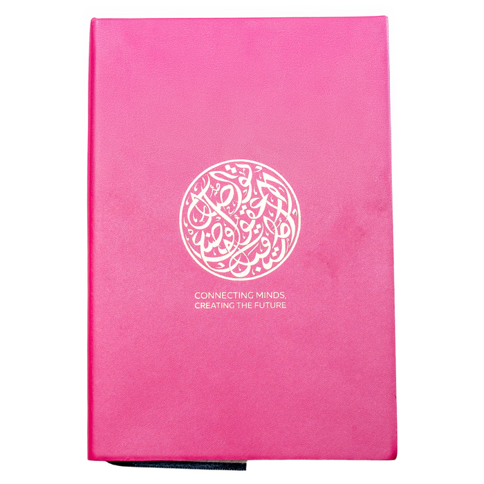 Expo 2020 Recycled Leather Notebook Connecting Minds Calligraphy Pink