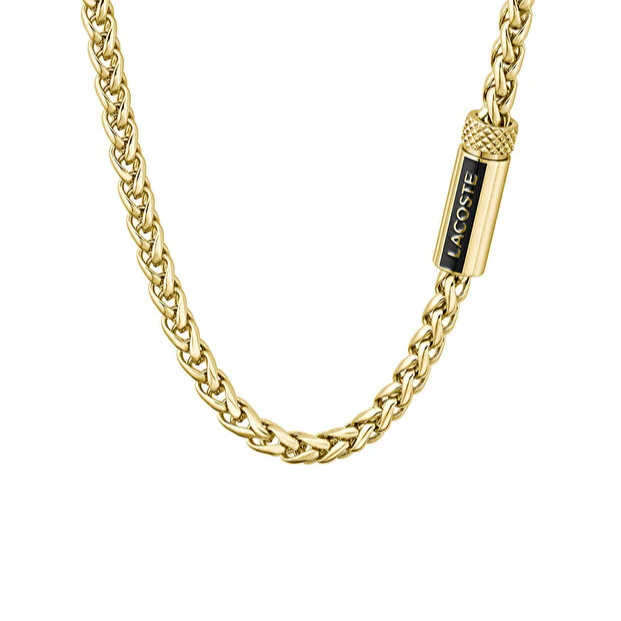 Lacoste Men's Ionic Plated Thin Gold Steel Necklace - 2040341