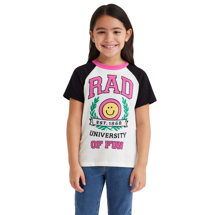 Epic Threads - Big Girls Rad Graphic T-Shirt Snowfall White Small (7-8)