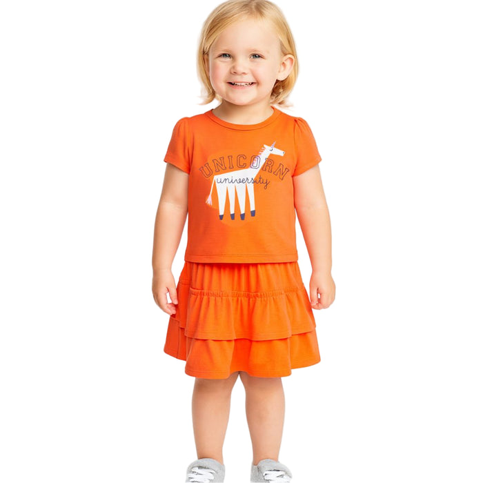 Epic Threads  - Toddler Girls 2-Pc.Unicorn University Top and Skirt Raspberry Pink