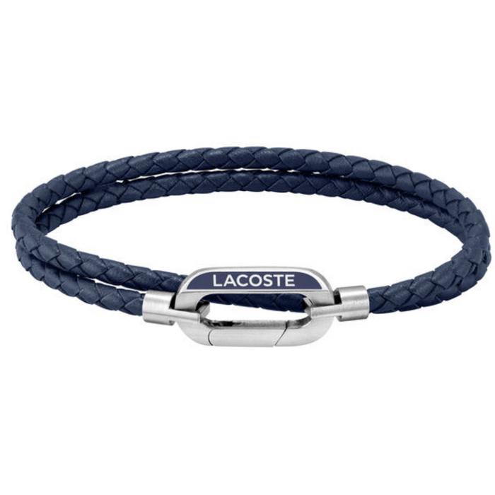 Lacoste Men's Stainless Steel Blue Leather Bracelet - 2040112