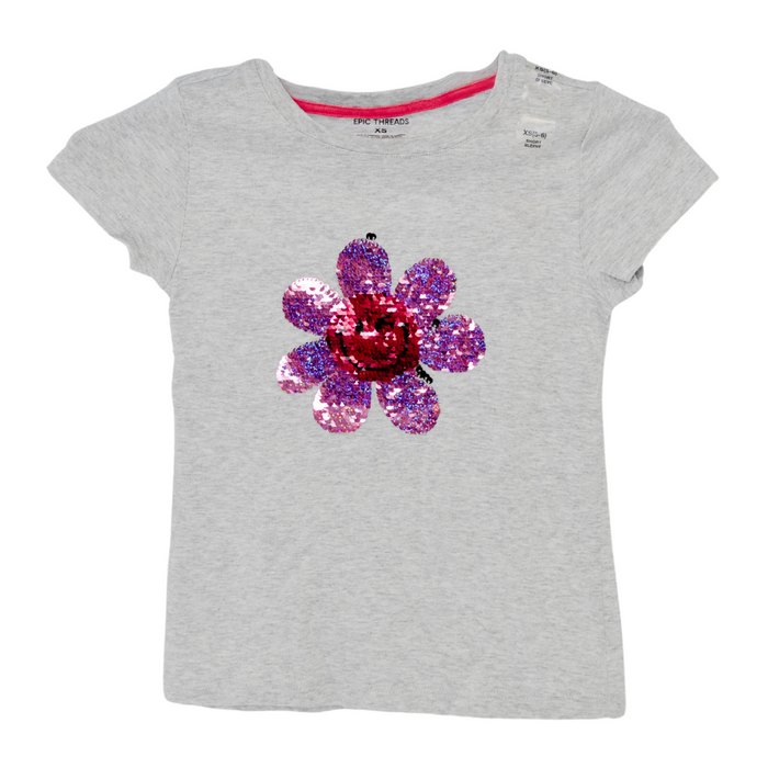 Epic Threads - Little Girls Short-Sleeve Sequin Shirt Extra Small (5-6)