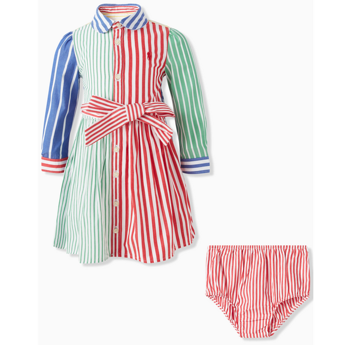 Polo Ralph Lauren Toddler Girls Striped Shirt Dress in Cotton