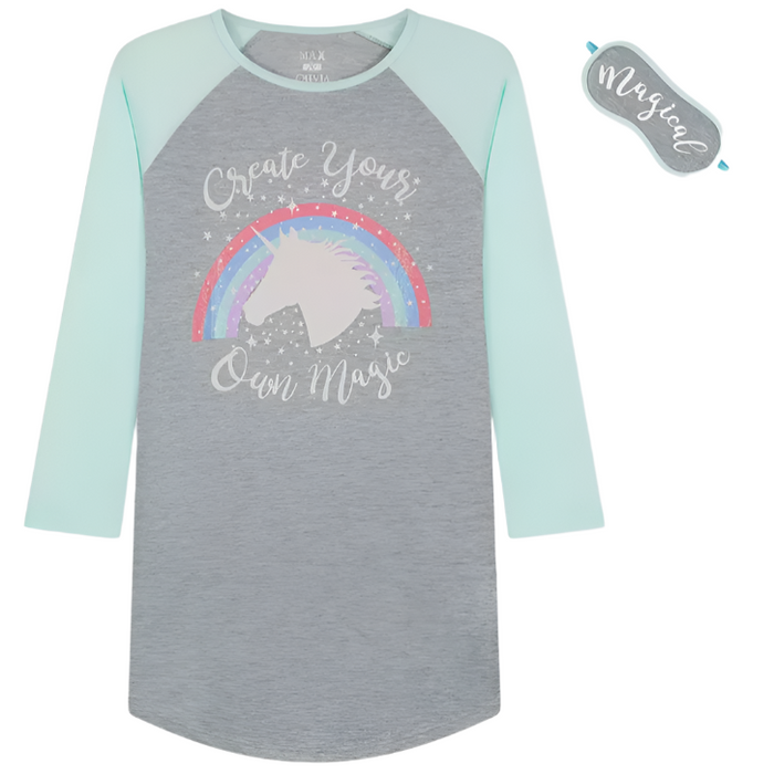 Max & Olivia - Big Girls Long Sleeve Sleepshirt Grey Medium (7-8)