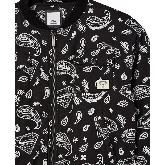 Cotton On - Little Girls Black Bandana Superman Jacket (Medium)