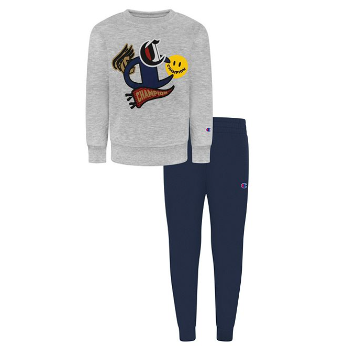 Champion Little Boys - Raisin Purple Sweater & Black Sweatpants