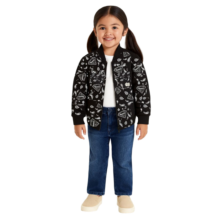 Cotton On - Little Girls Black Bandana Superman Jacket (Medium)