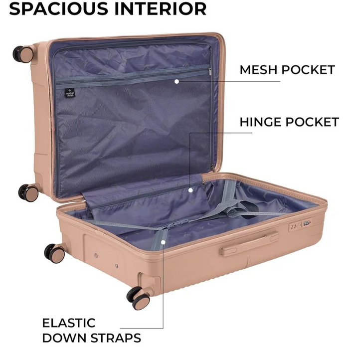Nasher Miles Singapore Hard-Sided Polypropylene Luggage Set of 3 Champagne Trolley Bags (55, 65 & 75 cm)