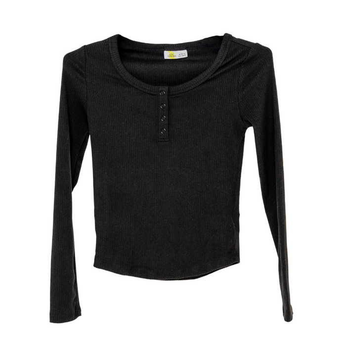 Epic Threads - Big Girls Ribbed-Knit Long Sleeves Deep Black Medium (10-12)