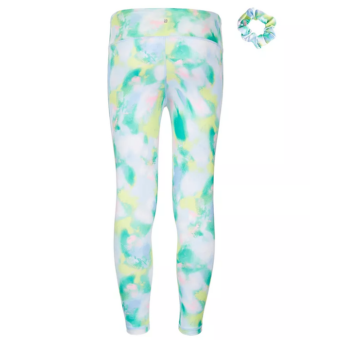 ID Ideology - Big Girls Spray Abstract-Print Leggings Skysail Blue with Scrunchie