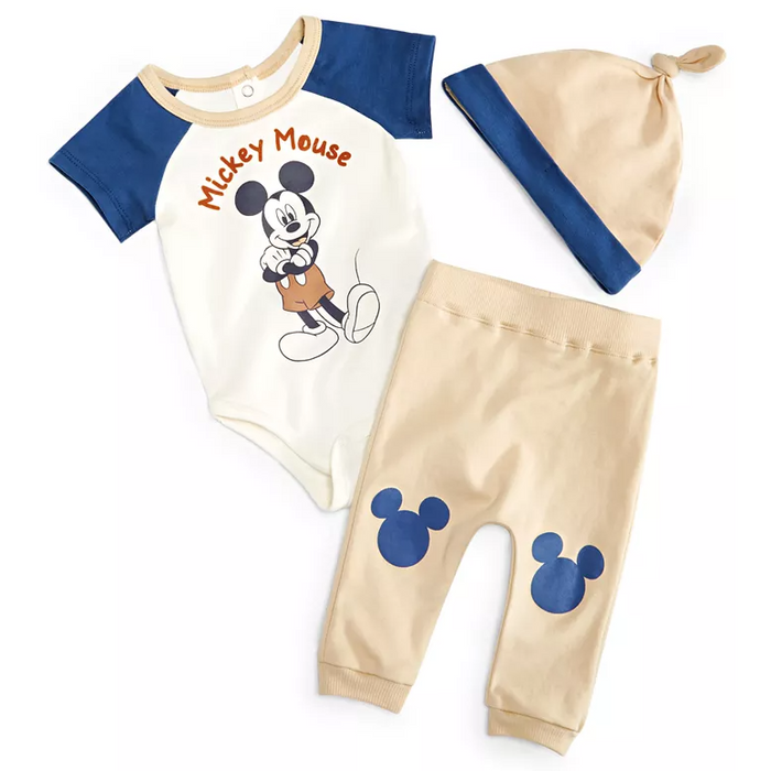 Disney - Baby Boys 3-Pc. Mickey Mouse Bodysuit Set
