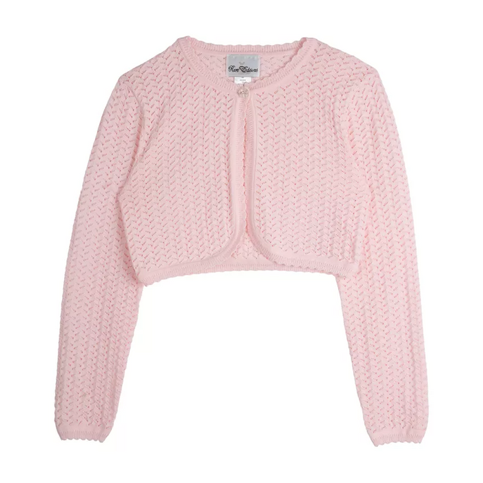 Rare Editions - Little Girls Crochet Cardigan Sweater Blush (5)