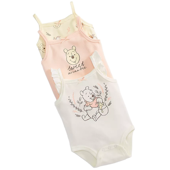 Disney - Baby Girls 3-Pc. Winnie-the-Pooh Bodysuits Assorted (Newborn)