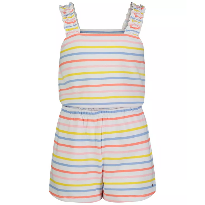 Tommy Hilfiger - Big Girls Striped Terry Romper White Extra Large (16)