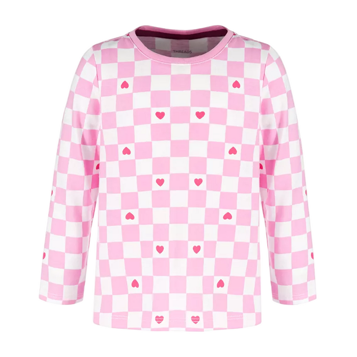 Epic Threads - Toddler Girls Heart Checker Printed T-Shirt  Pink/White (3)