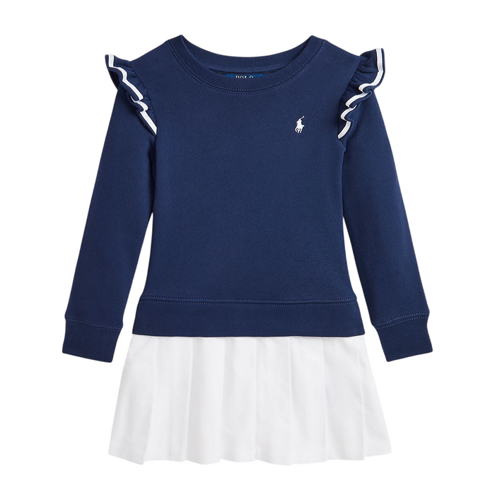 Polo Ralph Lauren Little Girls Woven-Skirt Terry Dress