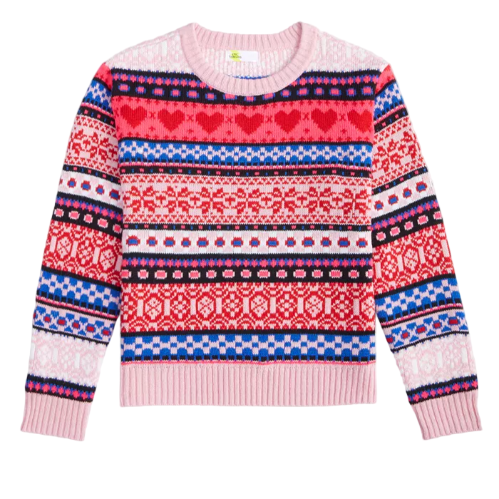Epic Threads - Big Girls Fair Isle Stripes Pullover Sweater Violet Cream