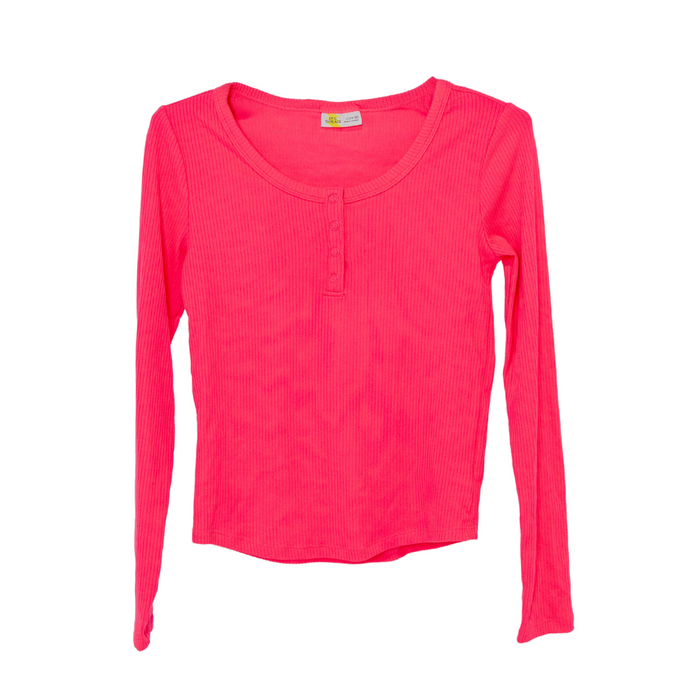 Epic Threads - Big Girls Ribbed-Knit Vivacious Long Sleeves Shirt Pink Large (14-16)