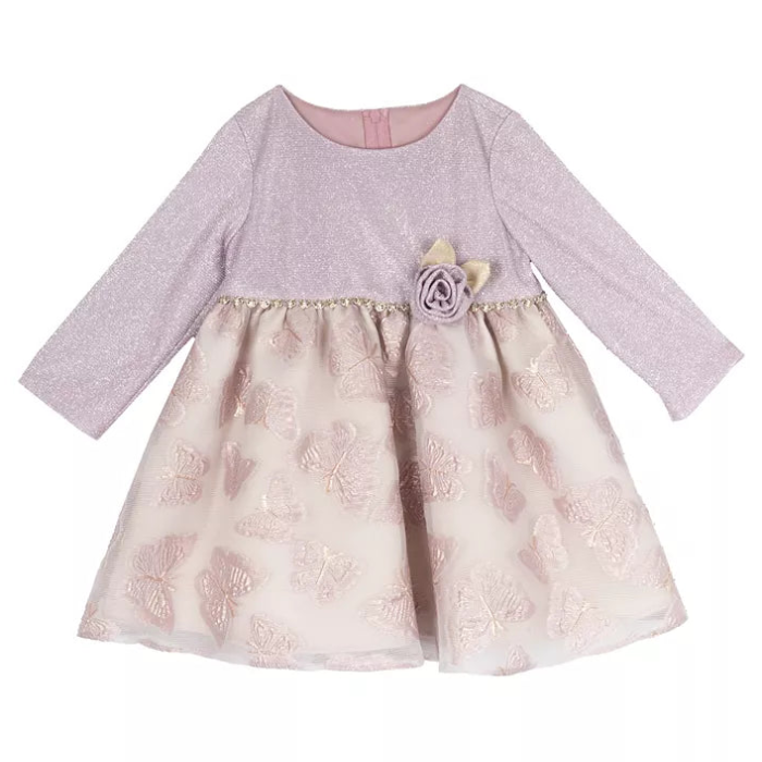 Rare Editions - Lurex Bodice and an Organza Skirt with Embroidered Butterfly Details