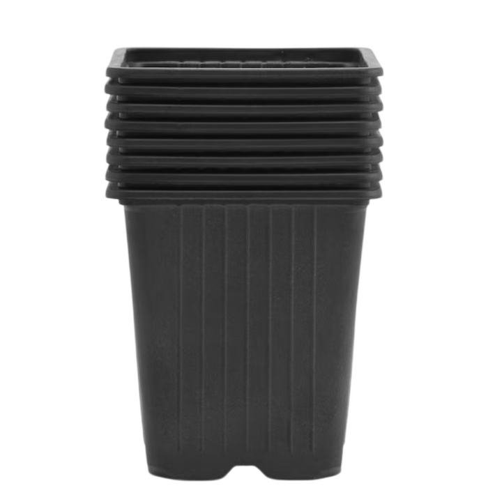 8-Pcs Plastic Gardening Planting Pot Black