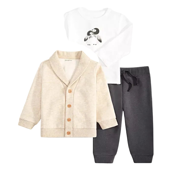 First Impressions - Baby Boys Cardigan, Penguins T-Shirt & Pants, 3 Piece Set (2)