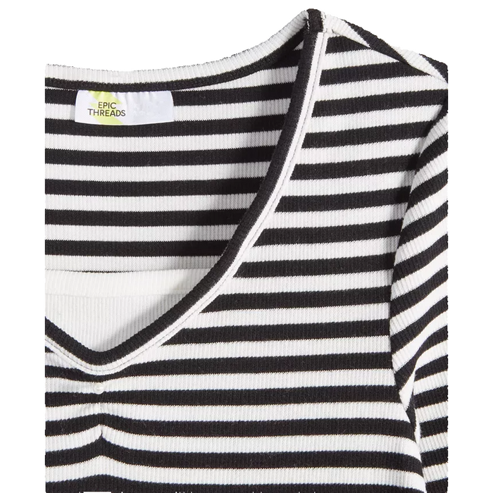 Epic Threads - Big Girls Long-Sleeve Chill Striped Dress Deep Black