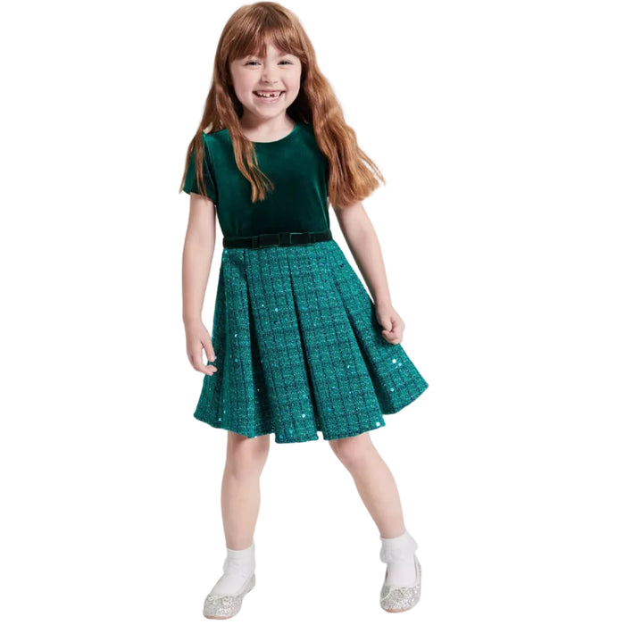 Rare Editions - Little Girls Velvet and Sequin Tweed Dress