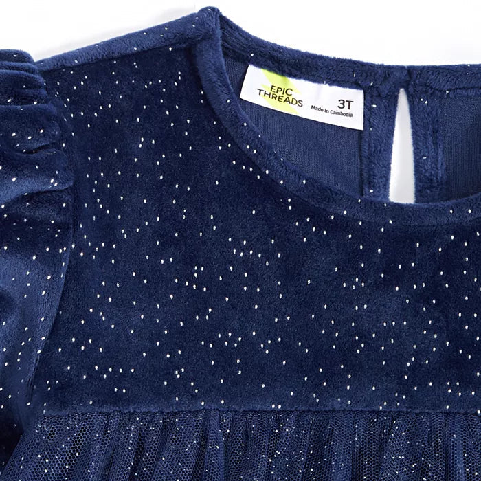 Epic Threads - Blue Glitter Velour Tulle Dress