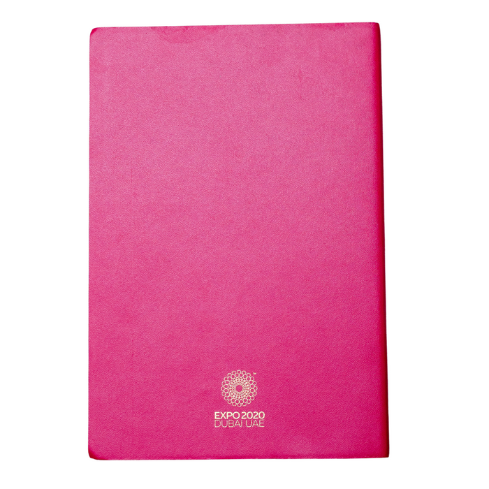 Expo 2020 Recycled Leather Notebook Connecting Minds Calligraphy Pink