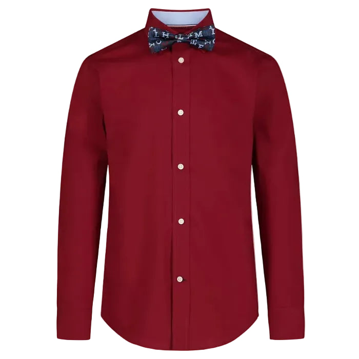 Tommy Hilfiger - Big Boys Long Sleeve Stretch Solid Poplin Shirt and Bow Tie