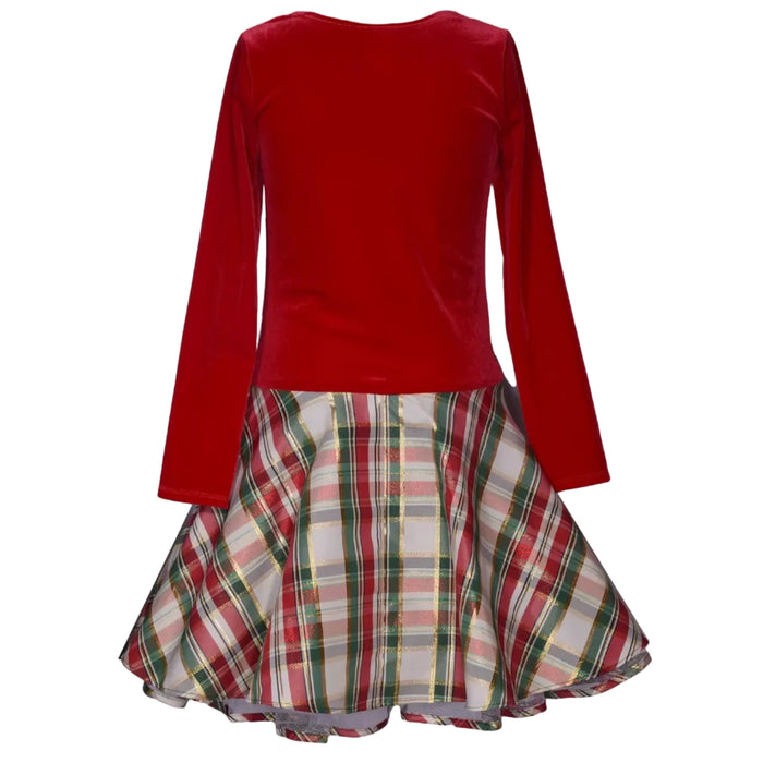 Bonnie Jean - Toddler Girls Velvet Plaid Hipster Dress