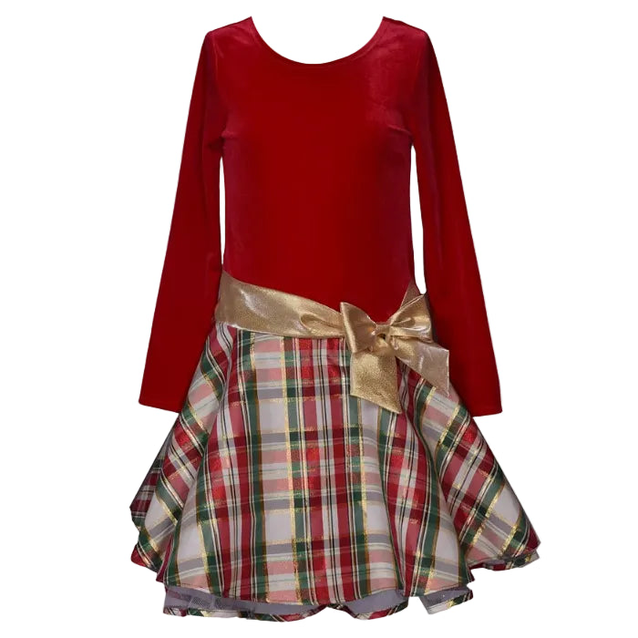 Bonnie Jean - Toddler Girls Velvet Plaid Hipster Dress