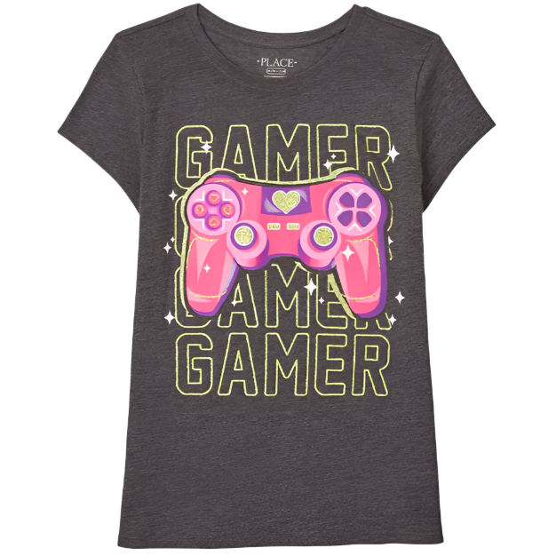 The Children's Place - Little Girls Short Sleeve Gamer Graphic Tee